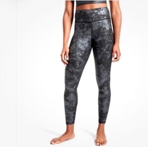 Athleta Elation Cropped Black Misty Lace Tight Leggings